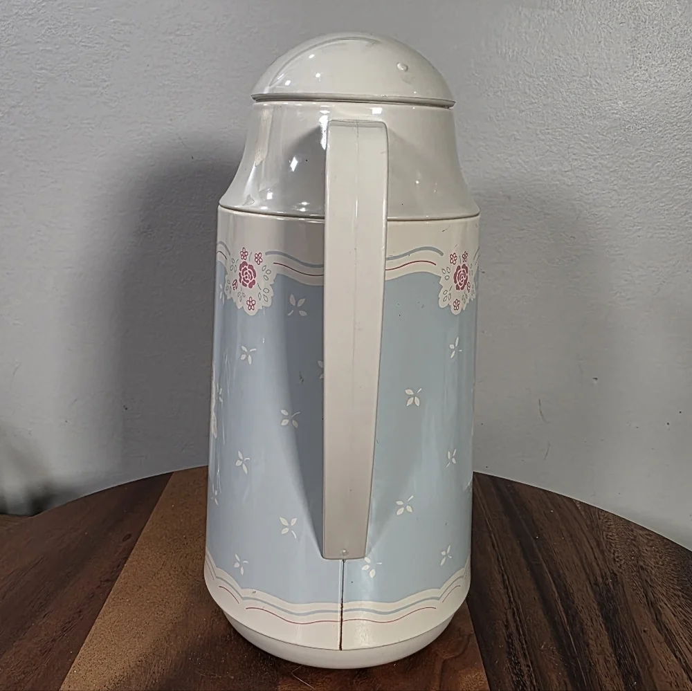 Vintage Corelle Floral Blue and White Thermos Carafe 1990s